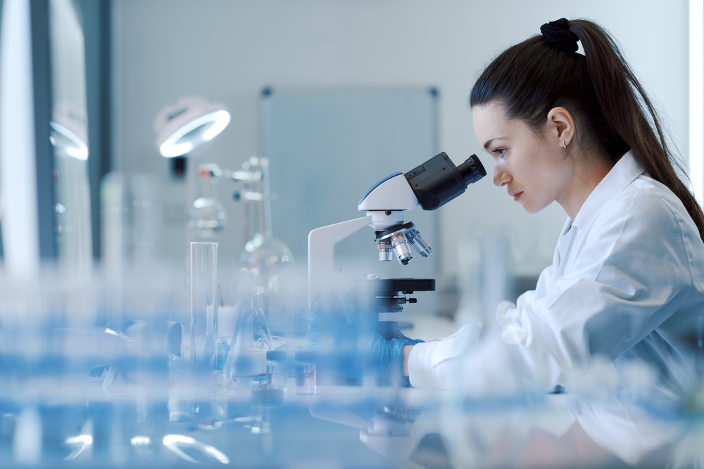 Young Female Researcher Working In The Lab She Is Examining