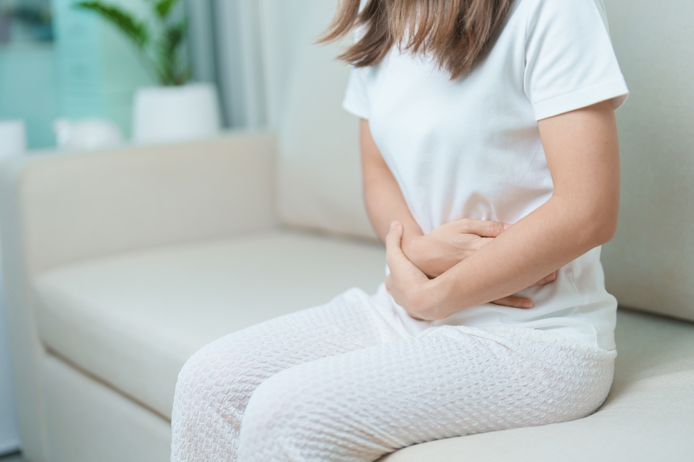 Woman Having Abdomen Ache Due To Stomach Pain Digestion With