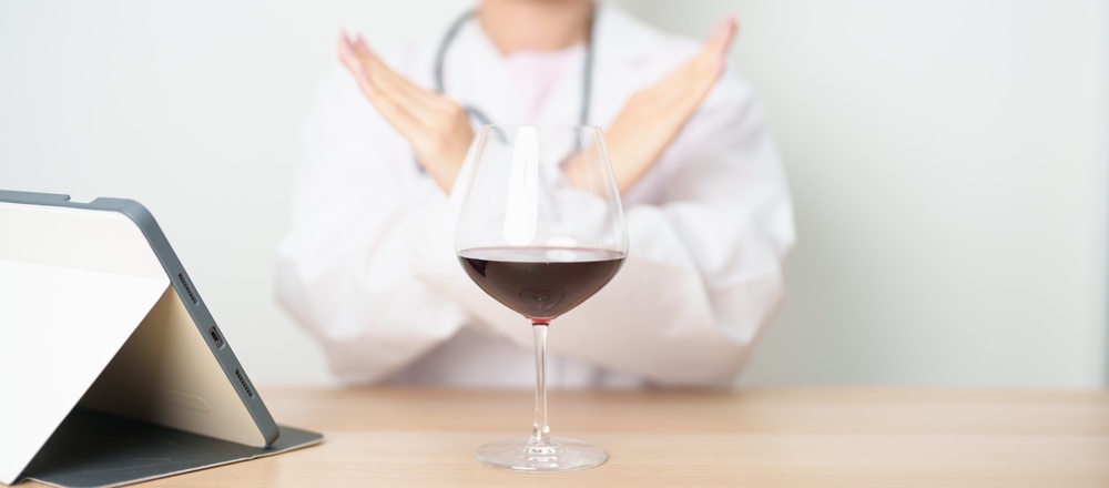 Doctor Hand Stop To Refuse Wine Quitting Drink For Healthy