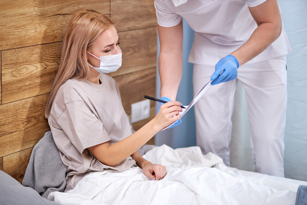 Doctor In Suit Visit Patients At Home And Follow-up Results