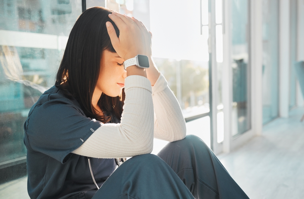 Nurse,,Stress,And,Woman,With,Depression,In,Hospital,After,Loss, Nurse Stress And Woman With Depression In Hospital After Loss