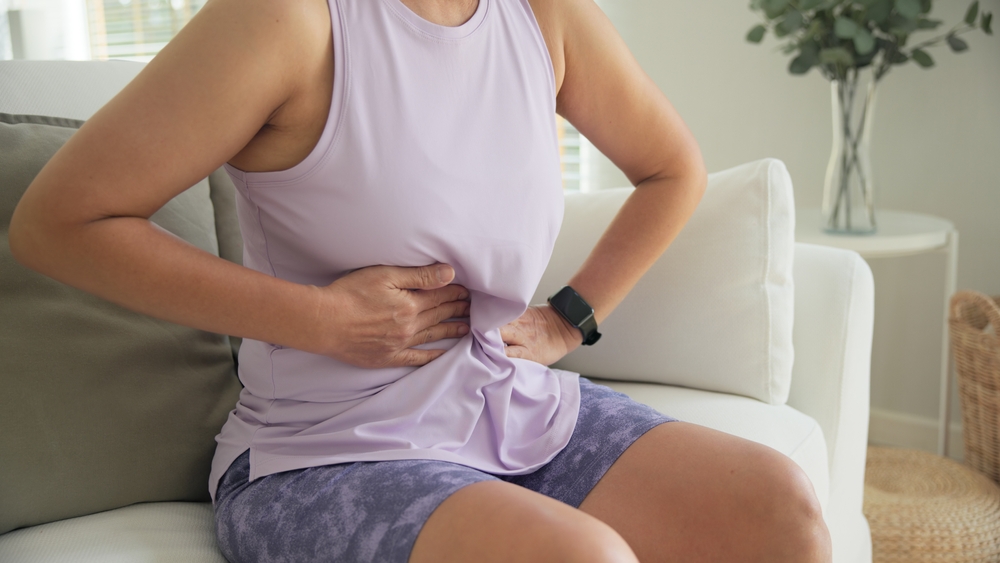 Asia Adult Middle Age Woman Sit At Sofa Home Feel