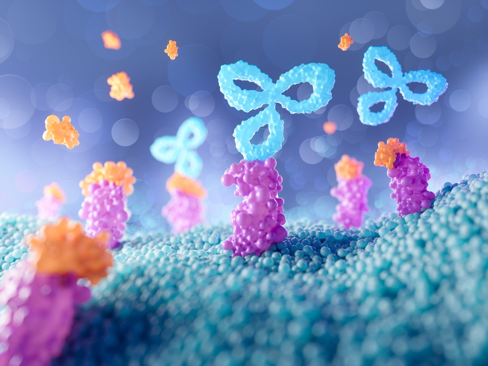 Antibodies Attack A Cancer Cell Or Bacterium 3d Illustration.
