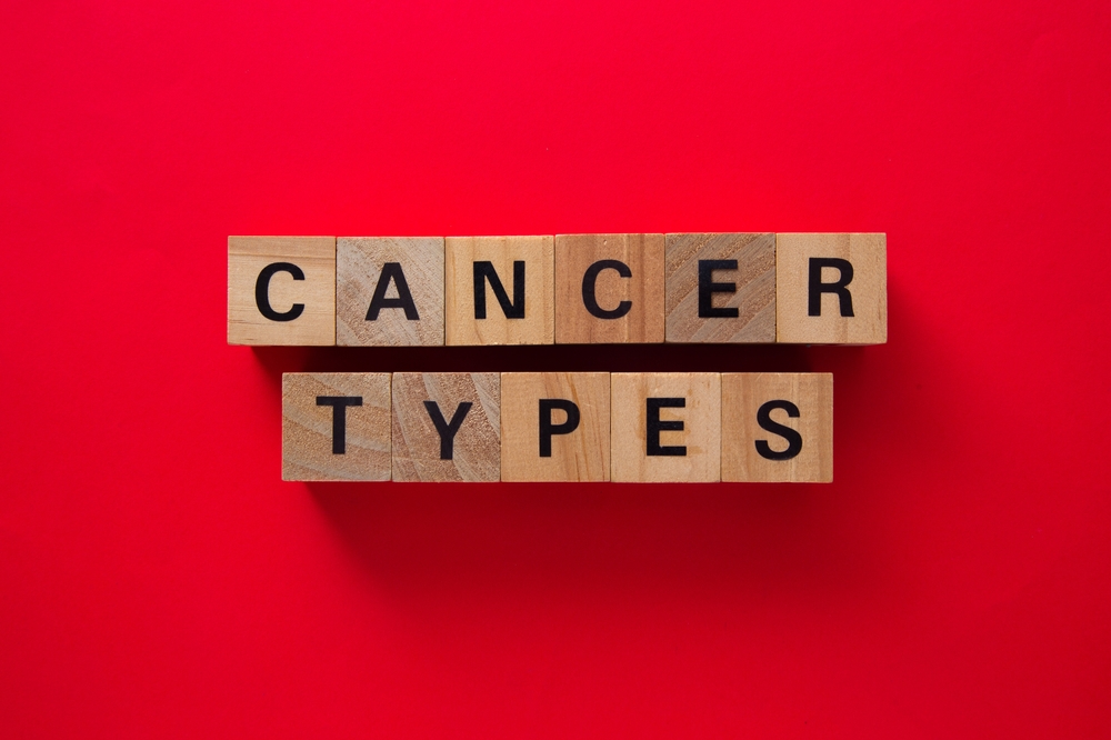 Cancer Types Written With Wooden Cubes Red
