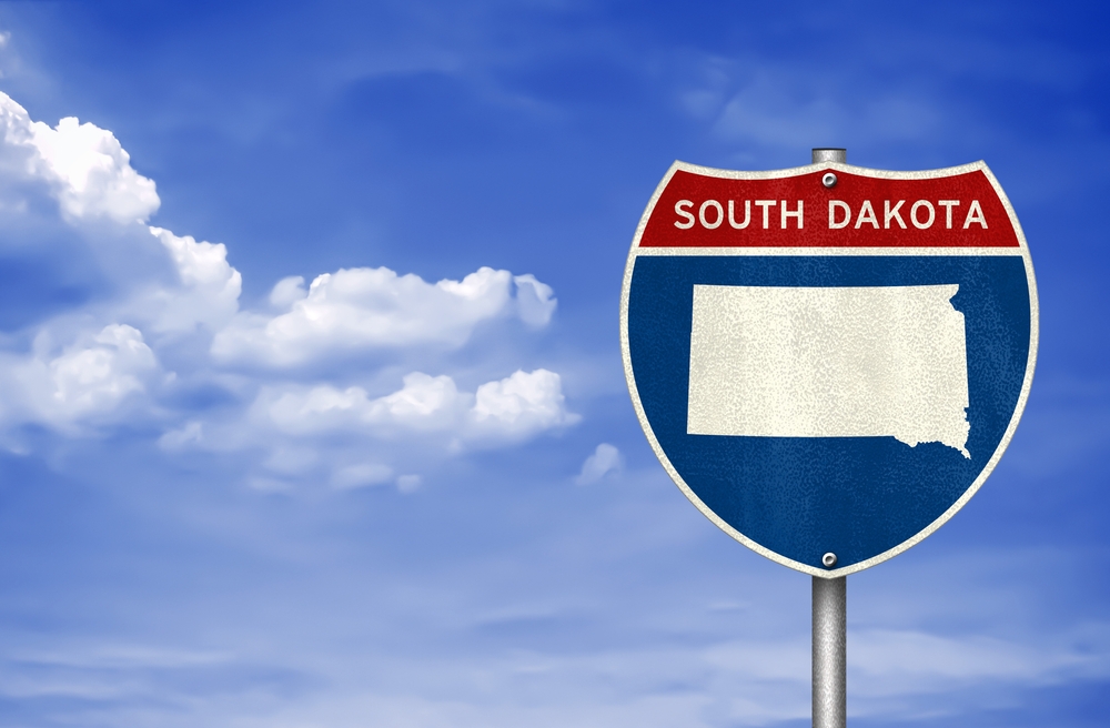 South Dakota State Map - Road Sign