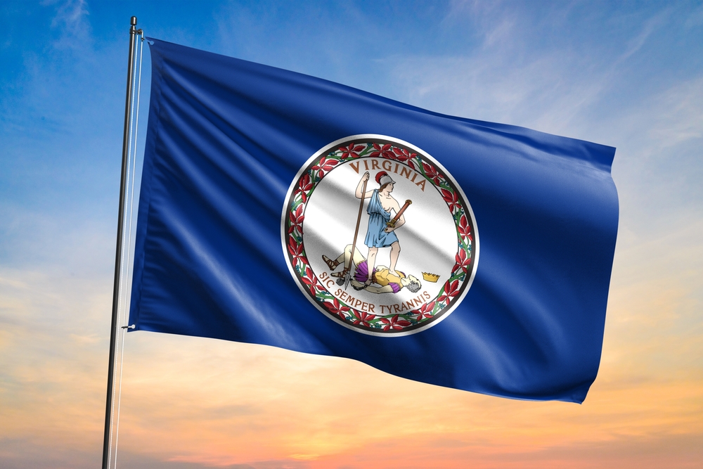 Flag,Of,Virginia,Waving,Flag,On,Sunset,View Flag Of Virginia Waving Flag Sunset View