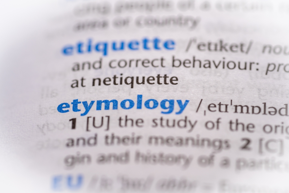 Etymology Word In A Dictionary. Selective Focus Close Up.